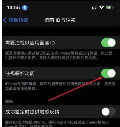 黄石苹果14维修网点分享iPhone14注视感知功能有什么用 